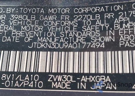 2010 Toyota Prius Iv from USA, damaged, VIN JTDKN3DU9A0177494